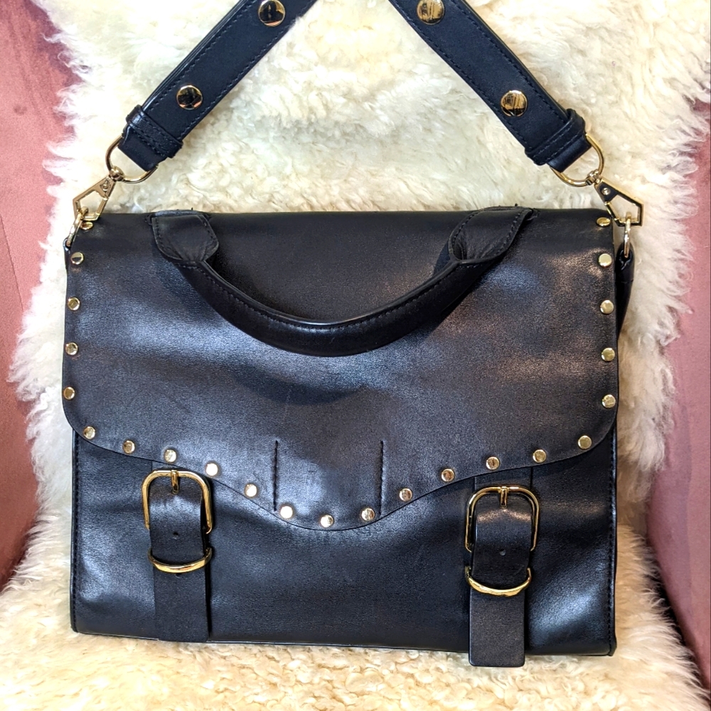 Rebecca Minkoff Unique Studded Shoulder Bag Gold and Black